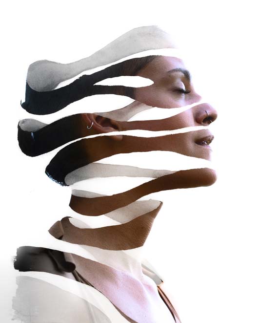 Layered portrait representing uncovering the root cause in analytical therapy